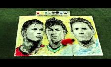 Tạo hình Ronaldo, Neymar và Messi bằng cách lăn bóng cực siêu (y)